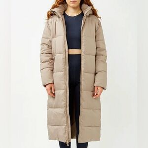 Girlfriend Collective Taupe Long Recycled Puffer (Never Worn with Tags!)